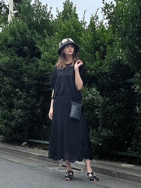 「idem（イデム）のアイテム（帽子）」を使った、村田倫子さん（レディース・163cm）の夏コーディネート