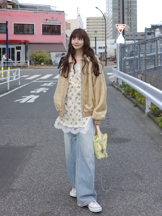 「idem(イデム)のsensual satin cami onepiece / レース付きサテンキャミワンピース(ワンピース)」を使った、村田倫子さん(レディース・163cm)の冬コーディネート