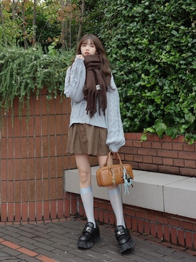 「アイテム（ファッション雑貨）」を使った、村田倫子さん（レディース・163cm）の秋コーディネート