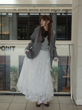 「バレエシューズ」｜「アイテム（ジャケット/アウター）」を使った、村田倫子さん（レディース・163cm）の夏コーディネート
