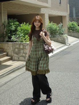 「アイテム（ワンピース/ドレス）」を使った、村田倫子さん（レディース・163cm）の夏コーディネート