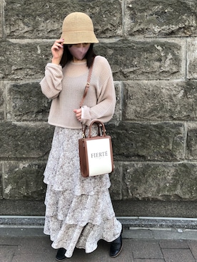 「one after another NICE CLAUP（ワンアフターアナザーナイスクラップ）のアイテム（帽子）」を使った、mikiさん（レディース・156cm）の春コーディネート