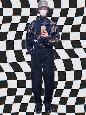 「UNIQLO（ユニクロ）のハイライズワイドストレートジーンズ（デニムパンツ）」を使った、ᑒさん（レディース・168cm）の冬コーディネート