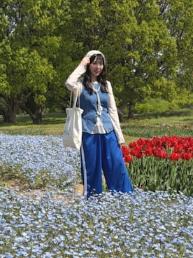 「H&M（エイチ・アンド・エム）のアイテム（トップス）」を使った、sawaさん（レディース・161cm）の夏コーディネート