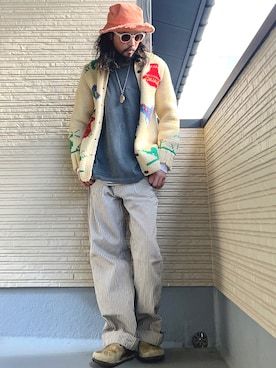 「アイテム（カーディガン/ボレロ）」を使った、higerinseさん（メンズ・170cm・30代）の冬コーディネート