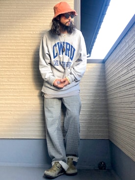 「アイテム（スウェット）」を使った、higerinseさん（メンズ・170cm・30代）の秋コーディネート