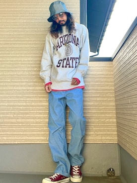 「アイテム（パンツ）」を使った、higerinseさん（メンズ・170cm）の春コーディネート