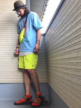 「Gramicci（グラミチ）のアイテム（サンダル）」を使った、higerinseさん（メンズ・170cm）の夏コーディネート