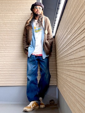 「アイテム（キャスケット）」を使った、higerinseさん（メンズ・170cm）の冬コーディネート