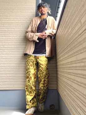 「VINTAGE（ヴィンテージ）のアイテム（パンツ）」を使った、higerinseさん（メンズ・170cm）の春コーディネート