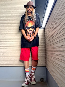「アイテム（チノパンツ）」を使った、higerinseさん（メンズ・170cm）の夏コーディネート