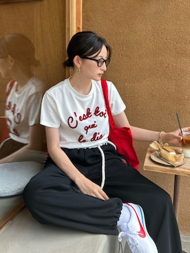 「アイテム（トートバッグ）」を使った、maiさん（レディース・153cm）の夏コーディネート