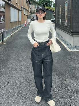 「アイテム（キャップ）」を使った、maiさん（骨格ストレート・レディース・153cm）の秋コーディネート