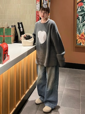 「アイテム（サンダル）」を使った、maiさん（レディース・153cm）の冬コーディネート