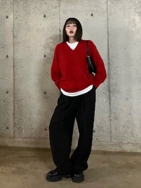 「アイテム（スラックス）」を使った、maiさん（レディース・153cm）の秋コーディネート