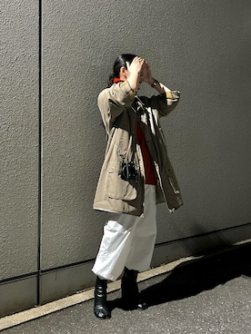 「ブーツイン」｜「アイテム（ステンカラーコート）」を使った、たなかまいさん（レディース・169cm）の秋コーディネート