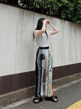 「WANDERUNG（ワンデルング）のアイテム」を使った、たなかまいさん（レディース・169cm）の夏コーディネート