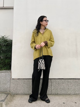 「marco masi（マルコマージ）のMARCO MASI　ZEBRA MINIBAG（ショルダーバッグ）」を使った、たなかまいさん（レディース・169cm）の秋コーディネート