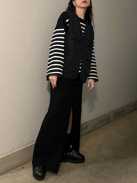 「DRIES VAN NOTEN（ドリスヴァンノッテン）のアイテム（スカート）」を使った、たなかまいさん（レディース・169cm）の冬コーディネート