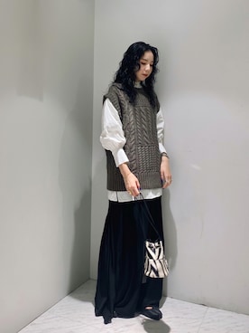 「marco masi（マルコマージ）のMARCO MASI　ZEBRA MINIBAG（ショルダーバッグ）」を使った、たなかまいさん（レディース・169cm）の秋コーディネート