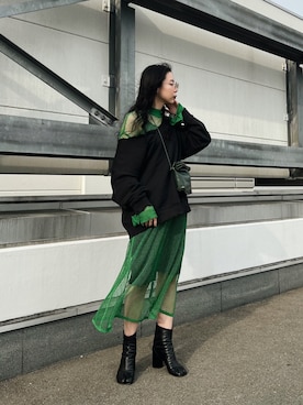 「Maison Margiela（メゾンマルジェラ）のMaison Margiela 「タビ」ブーツ（ブーツ）」を使った、たなかまいさん（レディース・169cm）の春コーディネート