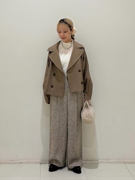 「アイテム（トレンチコート、ブラウン系）」を使った、ichi🌻さん（レディース・155cm）の秋コーディネート