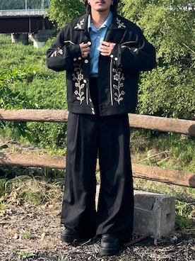 「久遠にてのアイテム（ジャケット/アウター、ブラック系）」を使った、qsssy さん（メンズ・160cm）の夏コーディネート