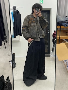 「古着のアイテム（ジャケット/アウター、ブラウン系）」を使った、qsssy さん（メンズ・160cm）の春コーディネート