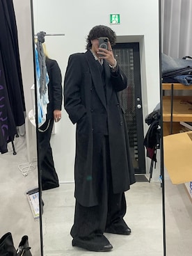 「古着のアイテム（ジャケット/アウター、ブラック系）」を使った、qsssy さん（メンズ・160cm）の春コーディネート