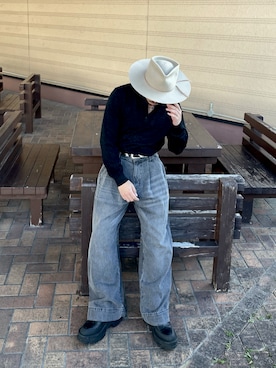 「soerte（ソエルテ）のLame Blend Henley Neck Knit / ラメブレンドヘンリーネックニット（ニット/セーター、ブラック系）」を使った、qsssy さん（メンズ・160cm）の春コーディネート