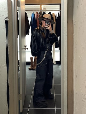 「久遠にてのアイテム（ジャケット/アウター、ブラック系）」を使った、qsssy さん（メンズ・160cm）の春コーディネート