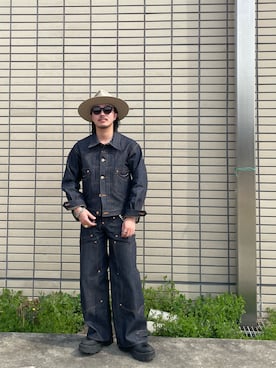 「久遠にてのアイテム（ジャケット/アウター、ブルー系）」を使った、qsssy さん（メンズ・160cm）の春コーディネート