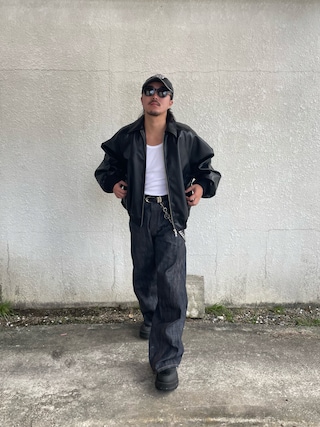 「NVRFRGT(ネヴァーフォーゲット)のNVRFRGT / ネヴァーフォーゲット 3D TWISTED WIDE LEG JEANS/RAW IN(デニムパンツ)」を使った、qsssy さん(メンズ・160cm)の秋コーディネート