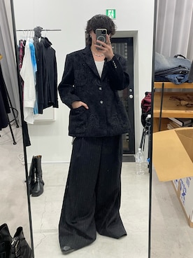 「古着のアイテム（ジャケット/アウター、ブラック系）」を使った、qsssy さん（メンズ・160cm）の春コーディネート