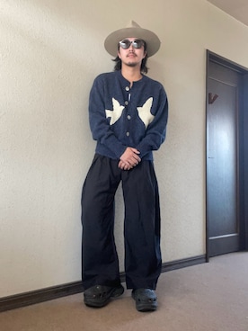 「soerte（ソエルテ）の3tuck Wide Balloon Trousers / 3タックワイドバルーンスラックス（スラックス、ブラック系）」を使った、qsssy さん（メンズ・160cm）の夏コーディネート