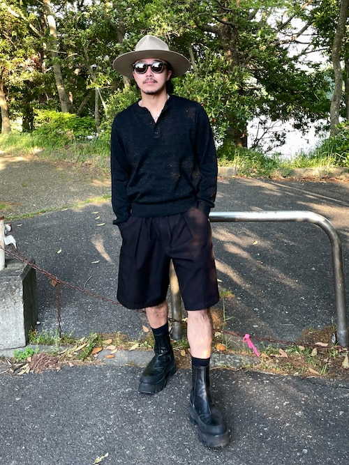 Lame Blend Henley Neck Knit / ラメブレンドヘンリーネックニット
