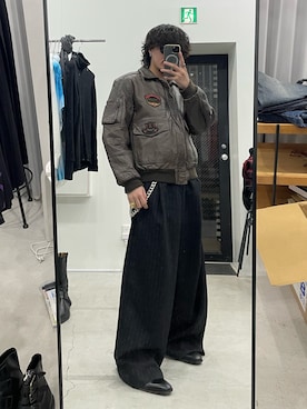 「古着のアイテム（ジャケット/アウター、ブラウン系）」を使った、qsssy さん（メンズ・160cm）の春コーディネート
