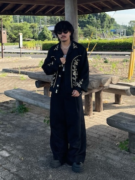 「久遠にてのアイテム（ジャケット/アウター、ブラック系）」を使った、qsssy さん（メンズ・160cm）の夏コーディネート