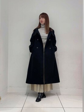「SENSE OF PLACE by URBAN RESEARCH(センスオブプレイスバイアーバンリサーチ)のストレッチリブハイネックセーター(ニット/セーター、ホワイト系)」を使った、Maiさん(レディース・156cm)の秋コーディネート