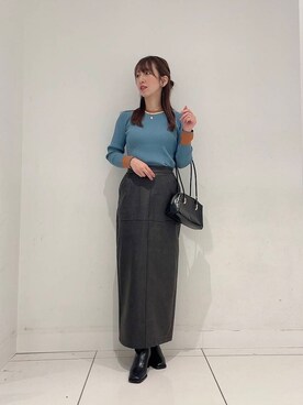 「SENSE OF PLACE by URBAN RESEARCH(センスオブプレイスバイアーバンリサーチ)の『消臭』スクエアトウセンターシームストレッチブーツ(ブーツ、ブラック系)」を使った、Maiさん(レディース・156cm)の秋コーディネート