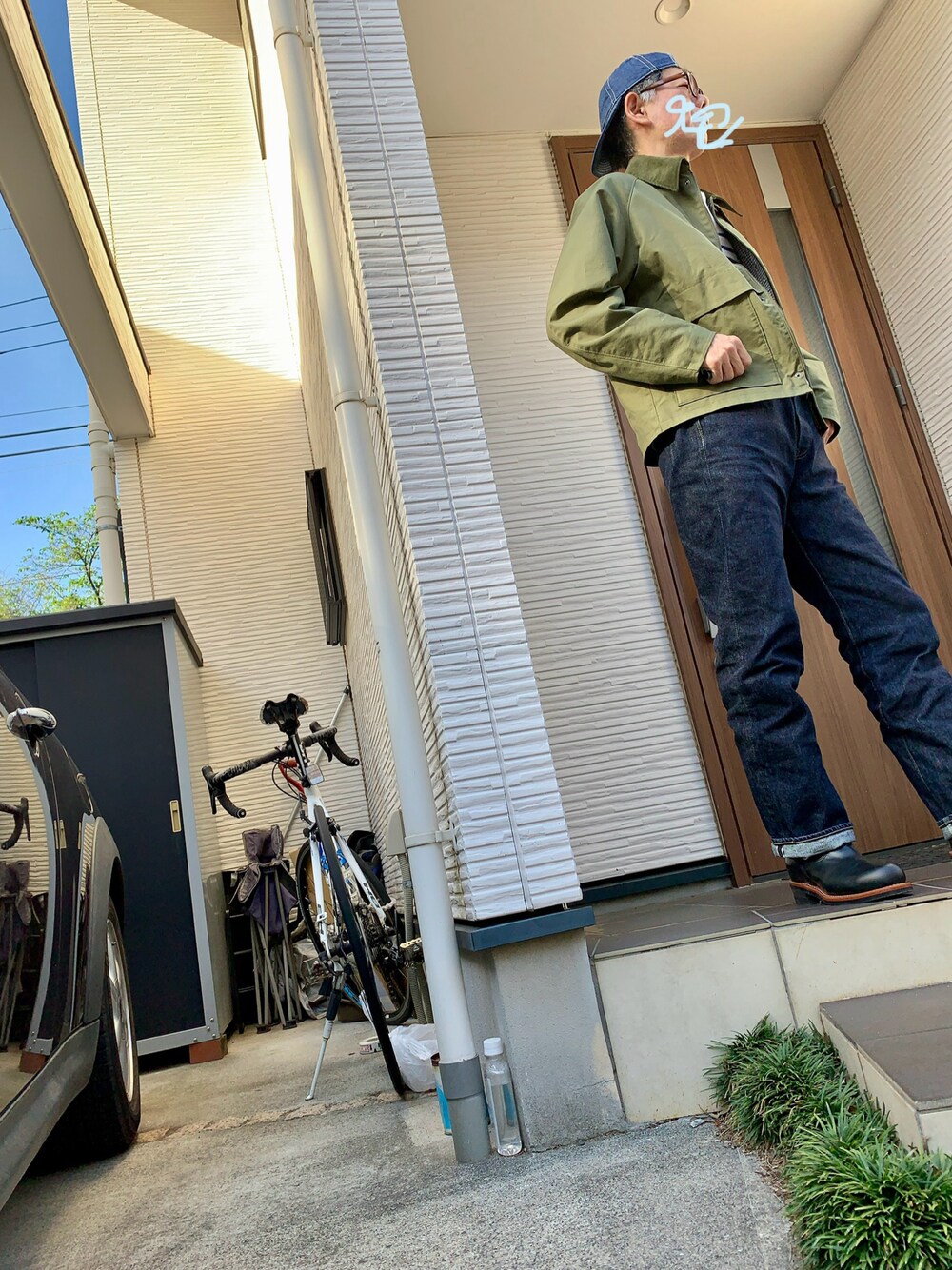 「春ファッション、ブーツ」｜「Chippewaのアイテム（ブーツ、ブラック系）」を使った、hir○さん（メンズ・179cm）の春コーディネートの1枚目の写真