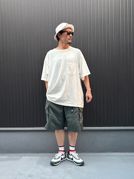 「ハーフパンツ」｜「アイテム（グリーン系）」を使った、Ko_Seさん（メンズ・173cm）の夏コーディネート