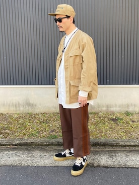 「ノーカラーシャツ」｜「アイテム（キャップ）」を使った、Ko_Seさん（メンズ・173cm）の冬コーディネート