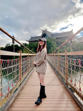 「American Eagle（アメリカンイーグル）のアイテム（帽子）」を使った、Kaoriさん（レディース・167cm）の冬コーディネート