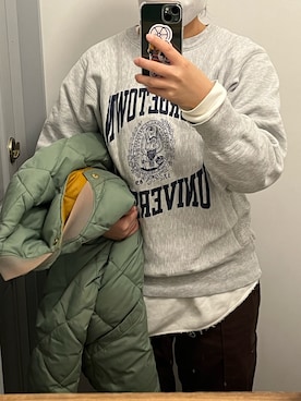 「Eddie Bauer（エディーバウアー）のアイテム（ダウンジャケット/コート）」を使った、sunさん（メンズ・158cm）の冬コーディネート