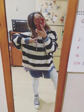 「PULL&BEAR（プルアンドベア）のアイテム（スウェット）」を使った、培333さん（レディース・153cm）の冬コーディネート