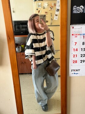 「PULL&BEAR（プルアンドベア）のアイテム（スウェット）」を使った、培333さん（レディース・153cm）の春コーディネート