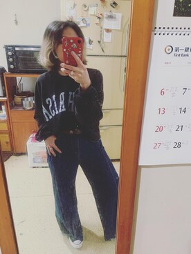 「PULL&BEAR（プルアンドベア）のアイテム（スウェット）」を使った、培333さん（レディース・153cm）の春コーディネート