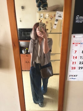 「無（ム）のアイテム（ブルゾン）」を使った、培333さん（レディース・153cm）の春コーディネート