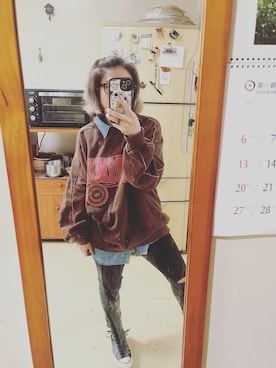 「PULL&BEAR（プルアンドベア）のアイテム（スウェット）」を使った、培333さん（レディース・153cm）の春コーディネート